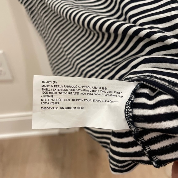Theory Navy and White Striped Open polo Tank Top - Picture 4 of 7